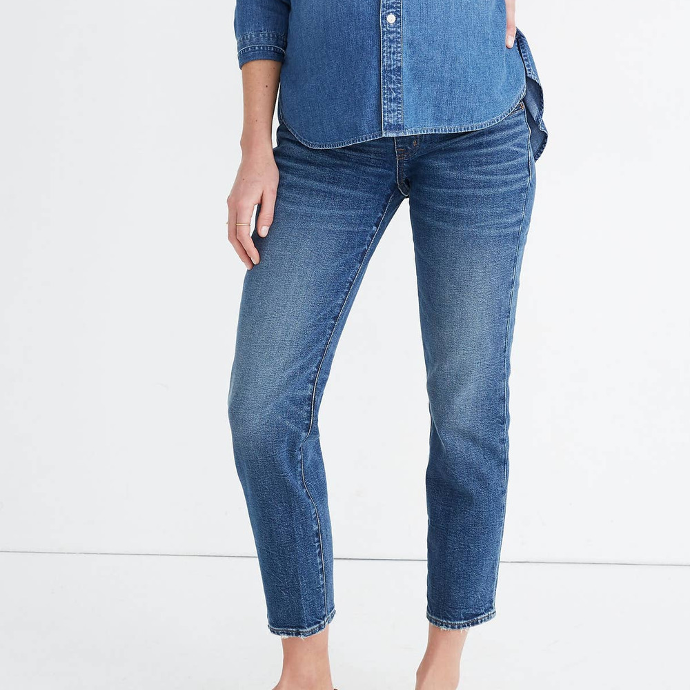Madewell Maternity Classic Straight Side-Panel Stretch Jeans Carsondale Wash 28
